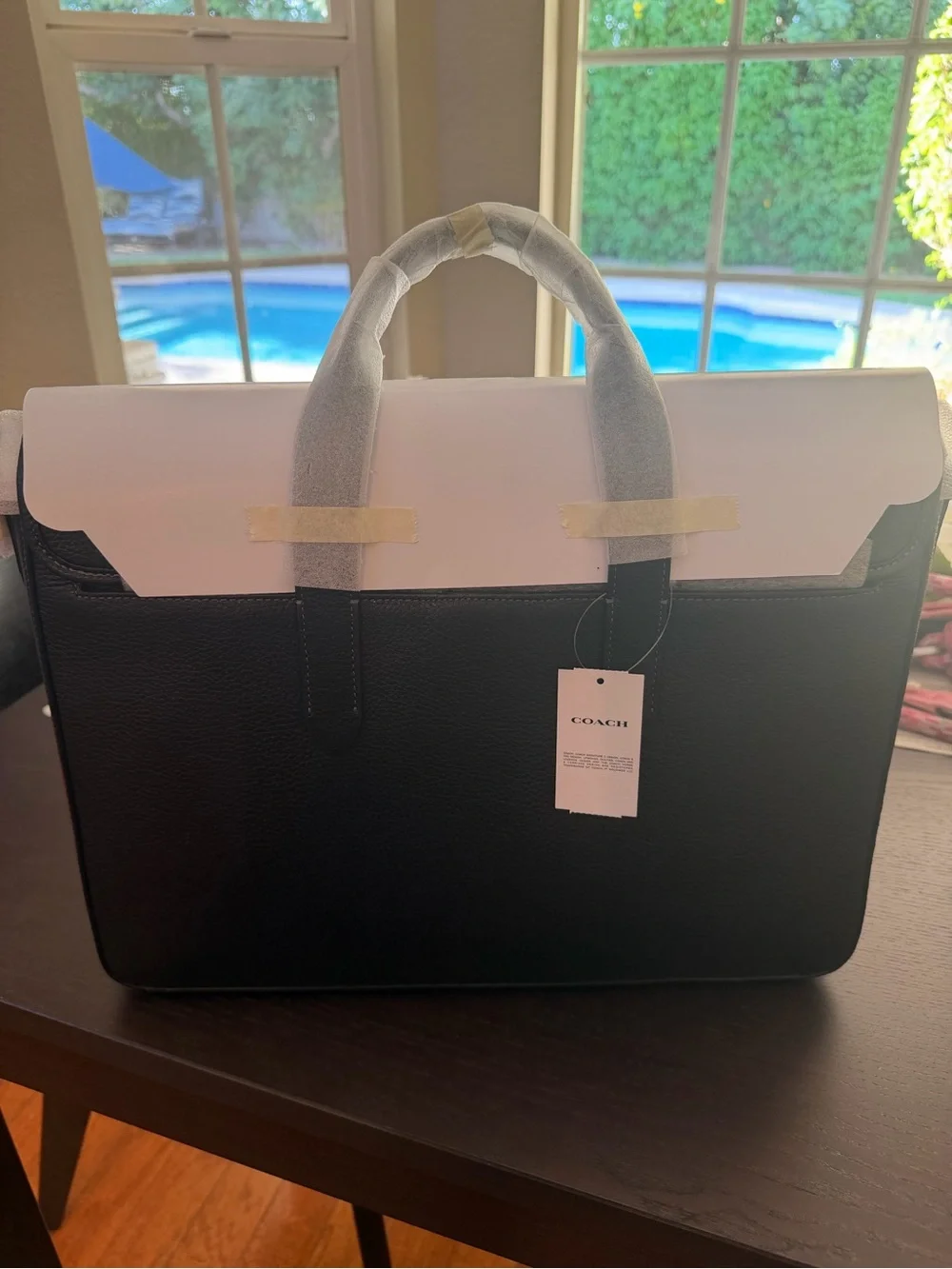 Coach Sullivan Black Leather Briefcase with Top Handles
